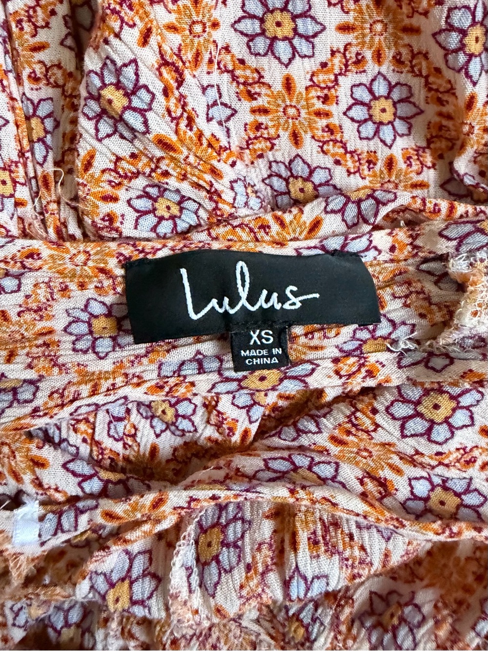 Lulu's Floral Mini Dress in Cream, Orange & Purple